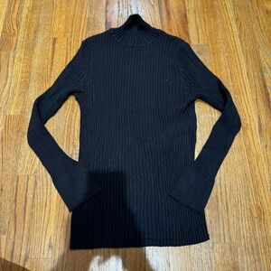 LOFT Women's Black Ribbed Tunic Top